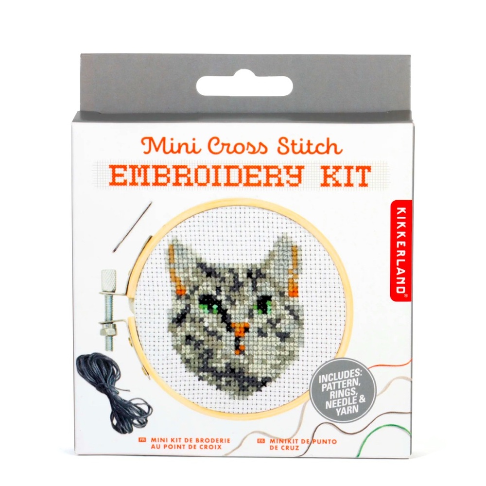 KIKKERLAND Tabby Cat Mini Cross Stitch Embroidery Kit NEW!!